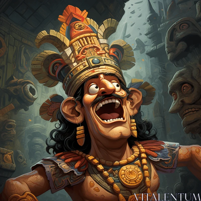 Captivating Aztec-Inspired Cartoon with Intricate Details AI Image