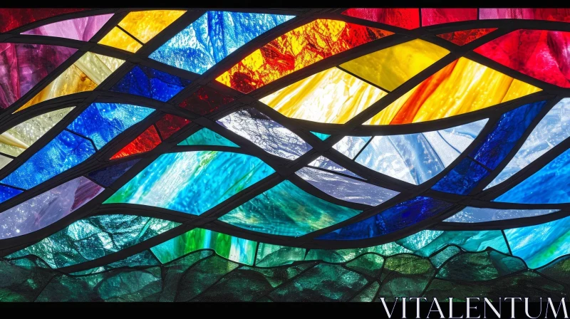 AI ART Colorful Stained Glass Window Composition