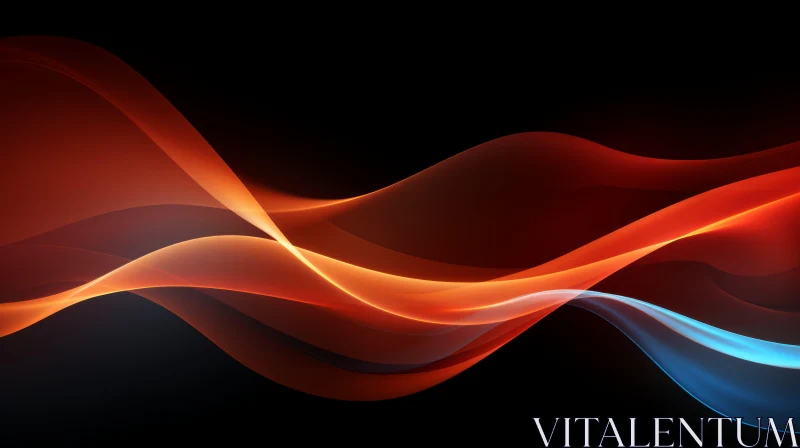 Dark Abstract Background with Glowing Orange and Blue Waves AI Image