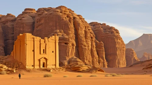 Desert Ancient Temple Ruins - Enigmatic Landscape View