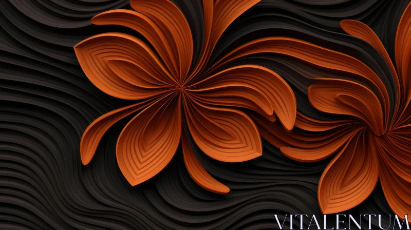 Innovative 3D Abstract Background with Orange and Black Flower