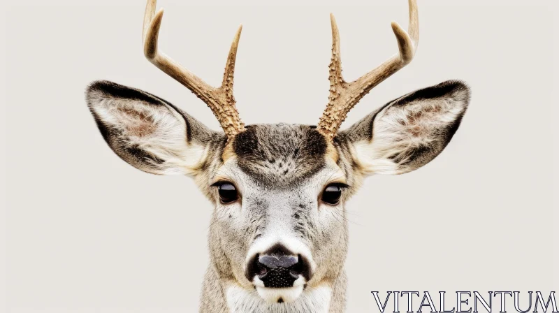 Majestic Deer Close-Up Portrait in Nature AI Image