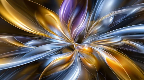 Shiny 3D Flower Petals on Dark Background