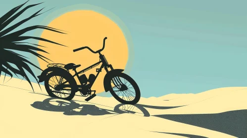 Vintage Bicycle in Desert Sunset Illustration