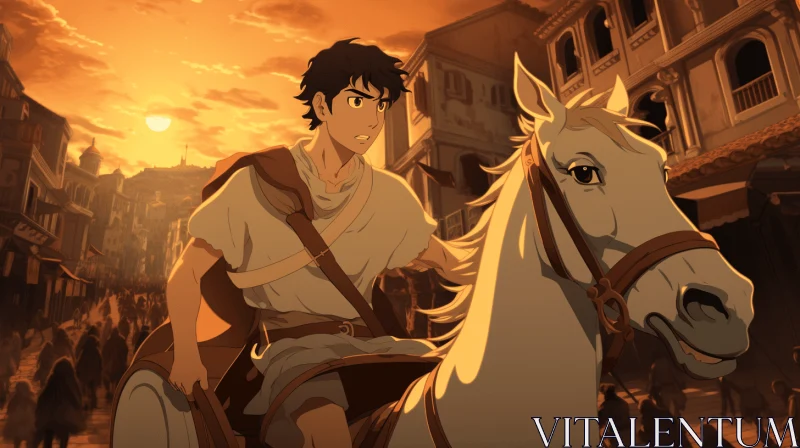 Majestic Horse and Rider in an Animated Movie - Captivating Artwork AI Image