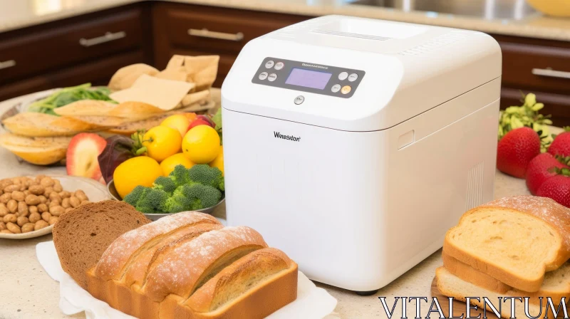 Bread Maker on Kitchen Counter - Warmth and Comfort AI Image