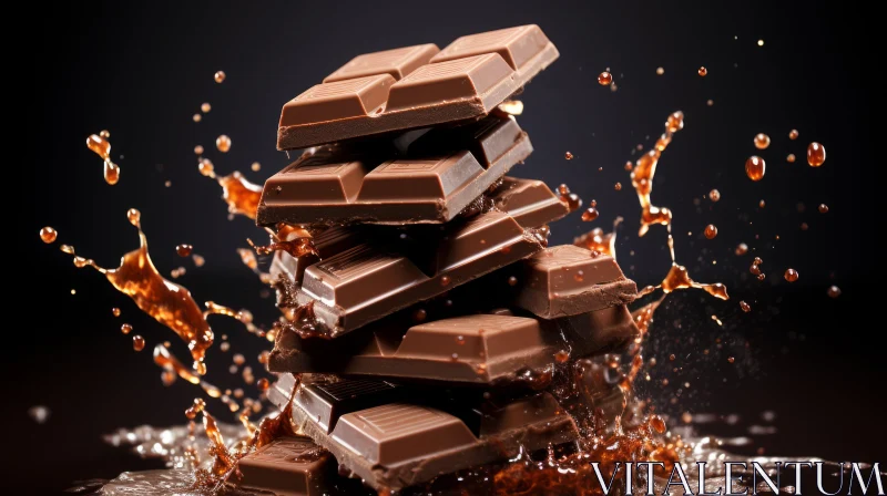 Indulge in the Temptation: Stunning Stack of Chocolate Bars AI Image