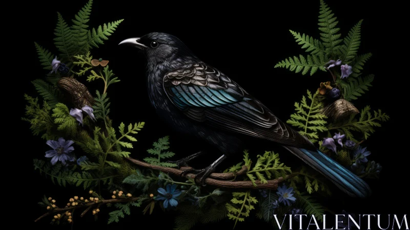 North Island Kokako Digital Painting - Nature Artwork AI Image