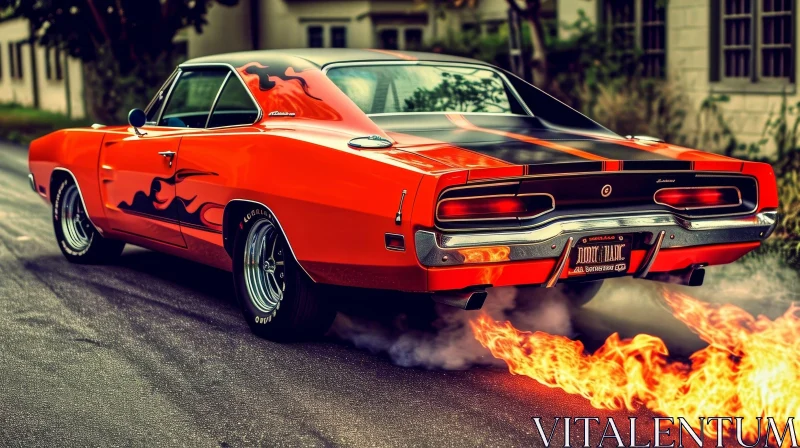 1970 Dodge Charger R/T - Classic American Muscle Car on Asphalt Road AI Image