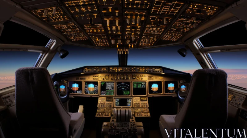 Detailed Airplane Cockpit Photo AI Image