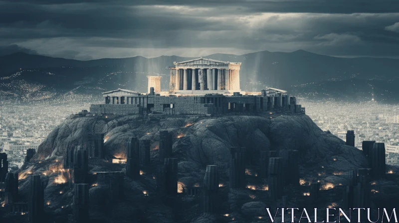 Theatriotic Temple on Top of a Mountain - Ancient Greek Architecture AI Image
