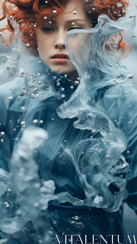 Tranquil Woman Submerged in Water AI Image
