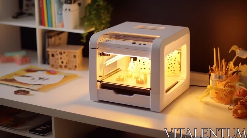 White 3D Printer Printing City Model | Technology Art AI Image