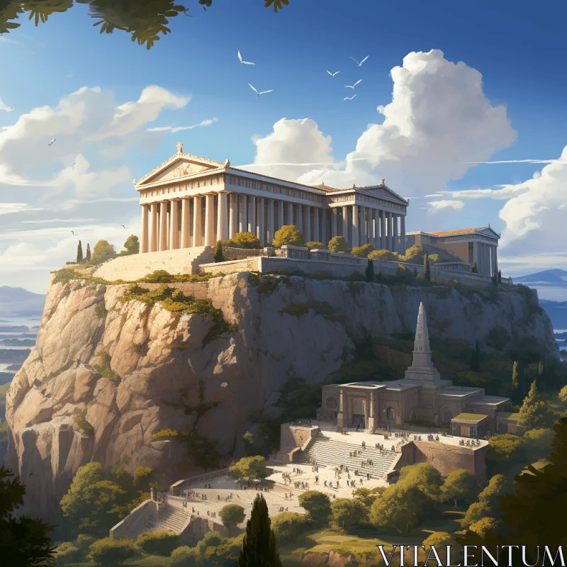 Captivating Building on a Cliff | Detailed Character Illustrations AI Image