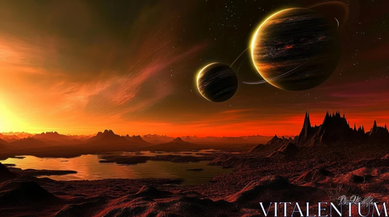 Mystical Alien Planet Landscape AI Image