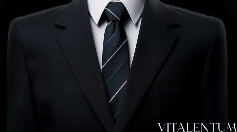 Stylish Man's Dark Suit and Tie Close-Up Photo AI Image