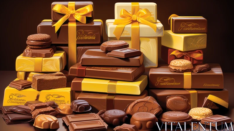 Elegant Still Life of Chocolate Boxes and Candies AI Image