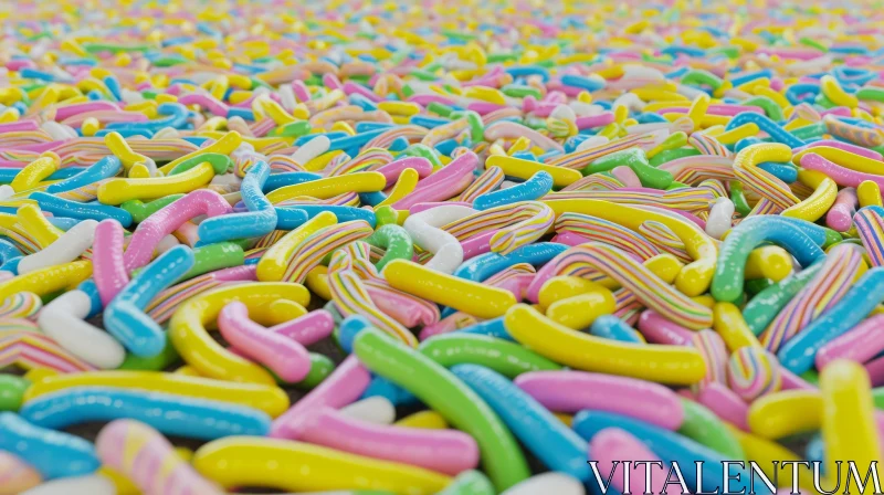 Colorful Gummy Worms | Twisted Pile | Close-Up Photography AI Image