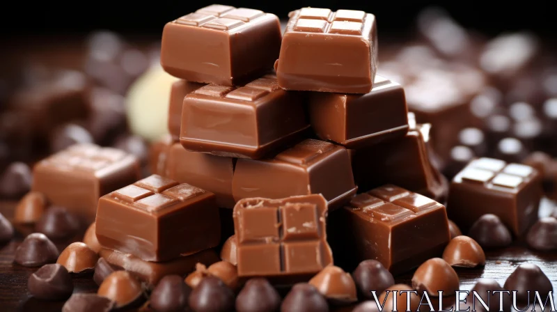 Delicious Milk Chocolate Bars and Dark Chocolate Chips AI Image