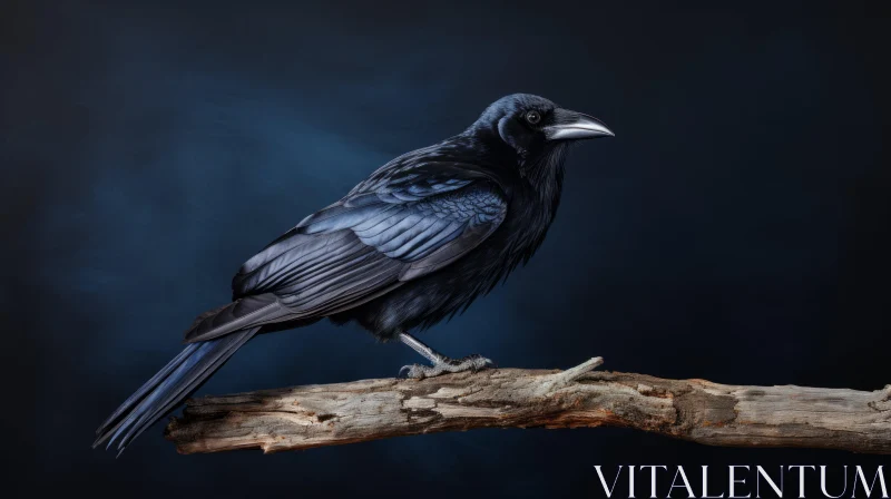 Majestic Crow on Branch - Stunning Nature Photography AI Image