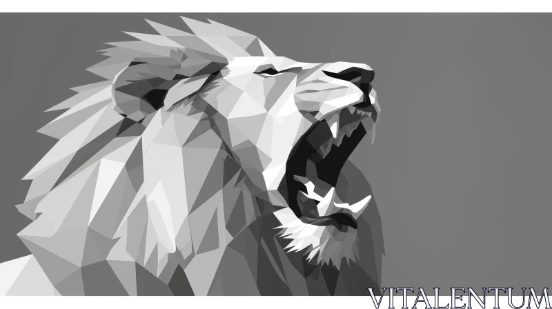 Roaring Lion Geometric Illustration AI Image