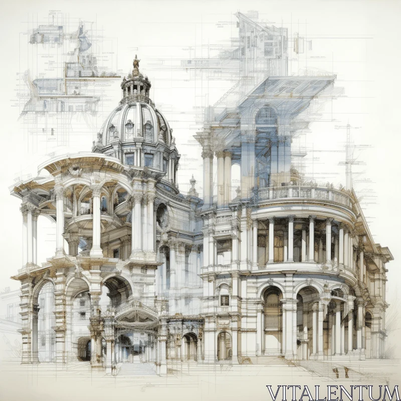 Transparency and Opacity in Classical Architecture: A Collage of Mechanical Designs AI Image