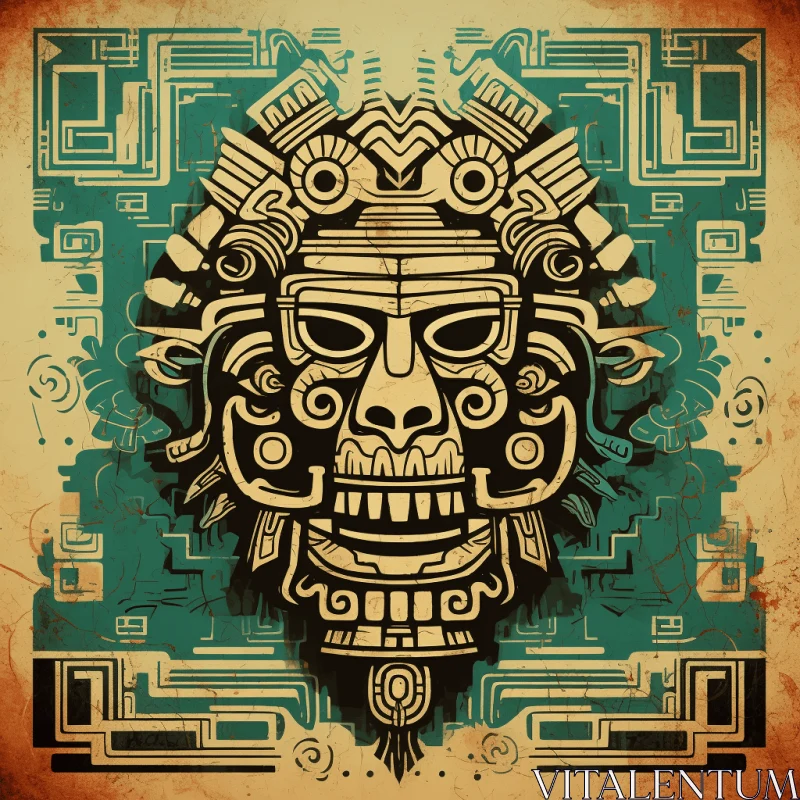 Ancient Mayan Mask in Rustic Style Illustration | Trapped Emotions | Manticore AI Image
