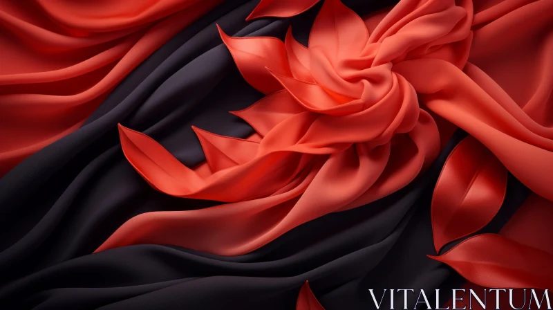 Elegant Red Rose Silk Fabric Composition AI Image