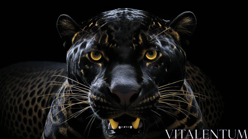 Menacing Black Panther in Dark Jungle - Digital Painting AI Image