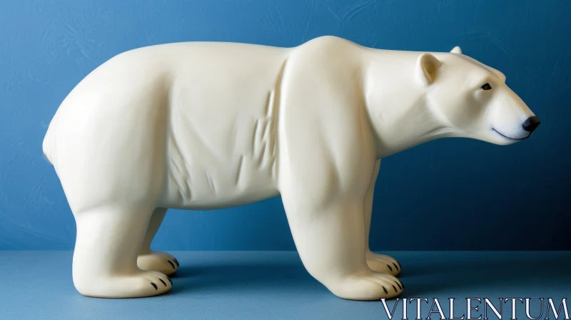 Polar Bear Figurine on Blue Surface AI Image
