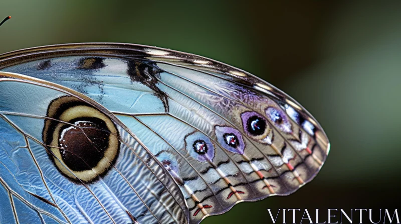 Blue Morpho Butterfly Wing Close-Up AI Image