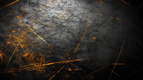 Dark Grunge Background with Golden Scratches