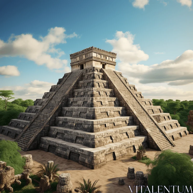 3D Rendering of Chichen Itza: Stunning Mayan Architecture AI Image
