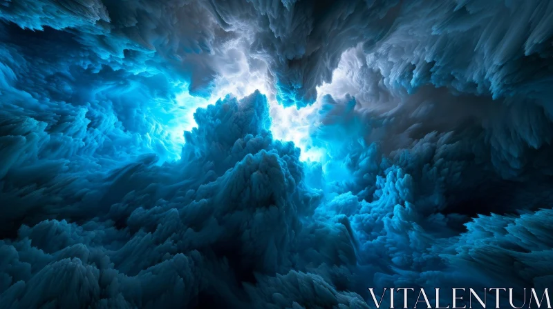 Blue and White Cloudscape 3D Rendering AI Image