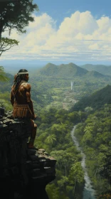 Captivating Painting of a Man in the Jungle | Mayan Art Inspiration