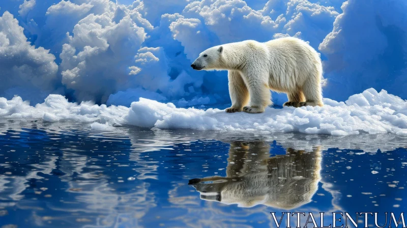 Majestic Polar Bear on Arctic Ice Floe AI Image