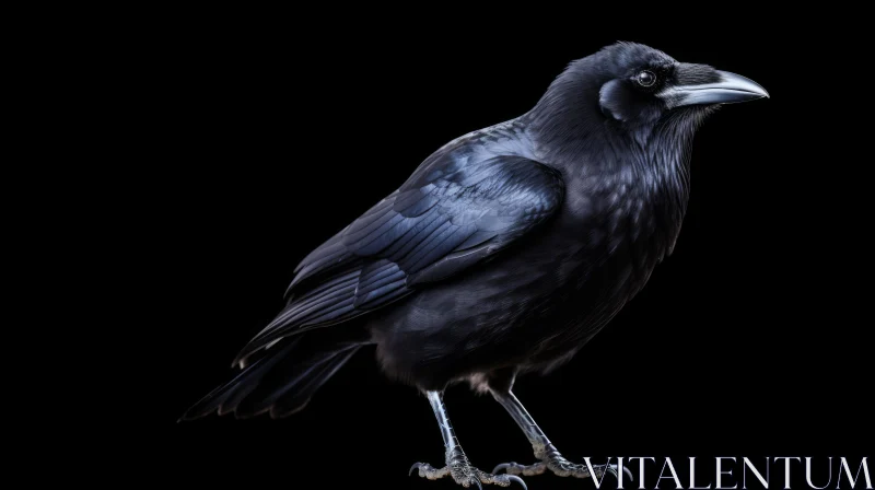 Black Crow on Branch - Wildlife Photography AI Image