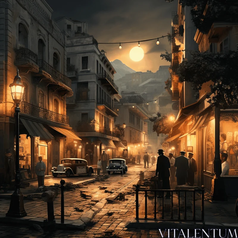 Captivating Night Scene of an Old World Street | Hyper-Detailed Artwork AI Image