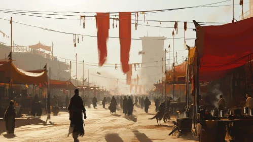 Desert City Marketplace - Vibrant Urban Scene