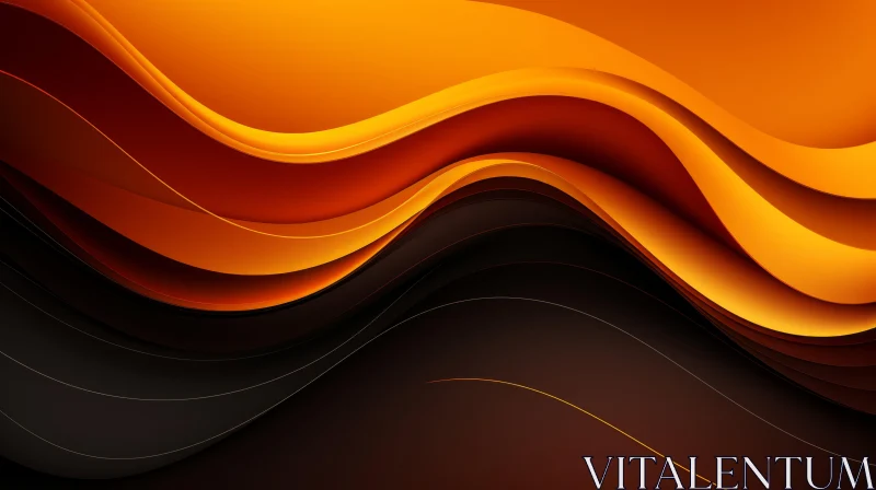 Dynamic Abstract Orange and Black Waves Background AI Image