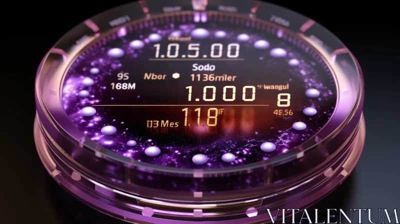 Futuristic Purple and Black Speedometer with Glowing Light AI Image