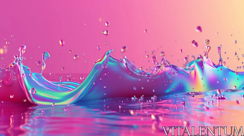 Vibrant Abstract Wave Painting - Colorful Liquid Artwork AI Image
