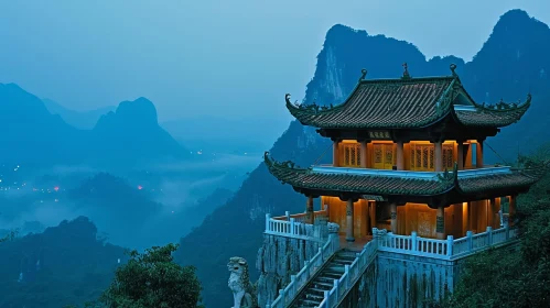 Chinese Temple Landscape on Mountaintop