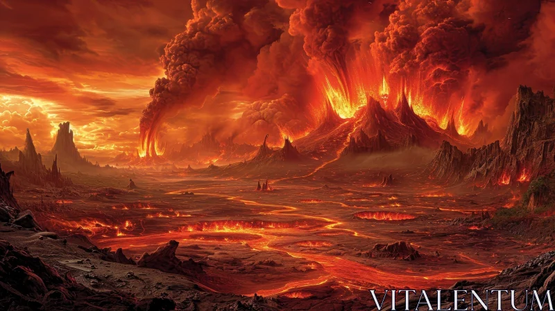 Epic Volcanic Landscape: Power & Destruction AI Image