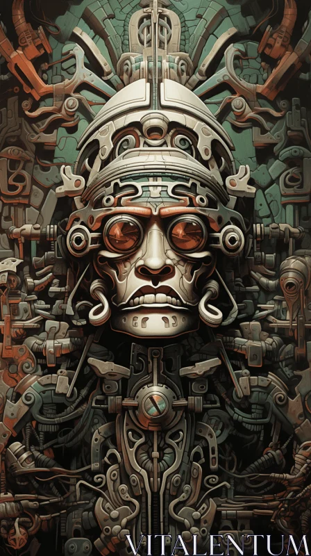 AI ART Mesmerizing Aztec Head Portrait in Futuristic Style