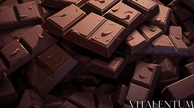 Dark Brown Chocolate Bars Stack - Stunning Close-Up View AI Image