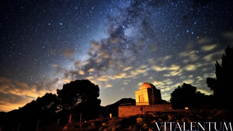 AI ART Enigmatic Night Sky Observatory