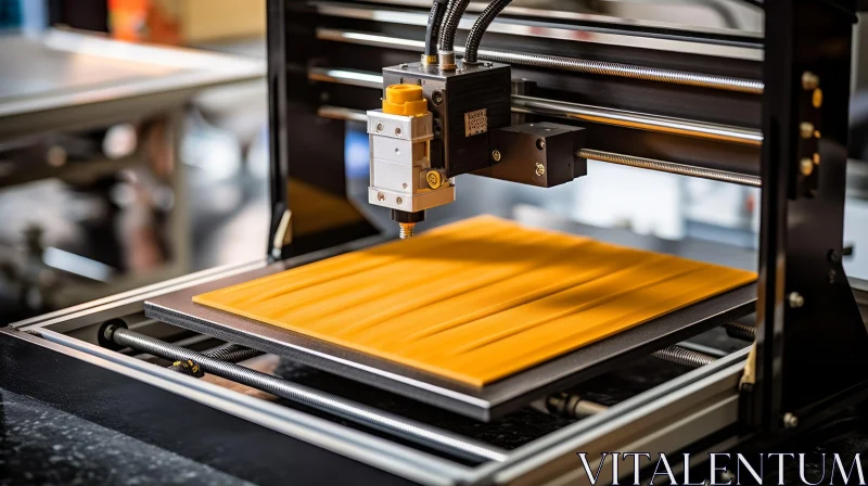 3D Printer Printing Yellow Object - Technology Art AI Image