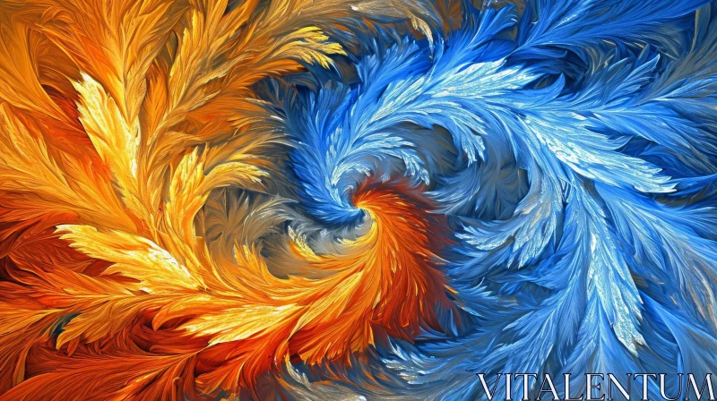 Dynamic Fusion of Fire and Ice in Abstract Art AI Image