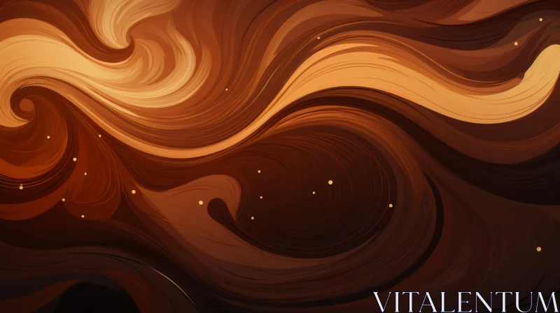 Brown and Orange Abstract Swirl Pattern Background AI Image